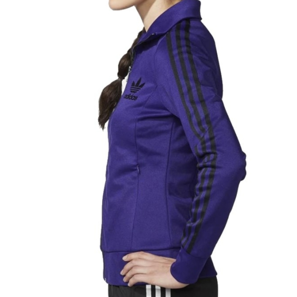 adidas Purple Track Jacket with Black Stripes